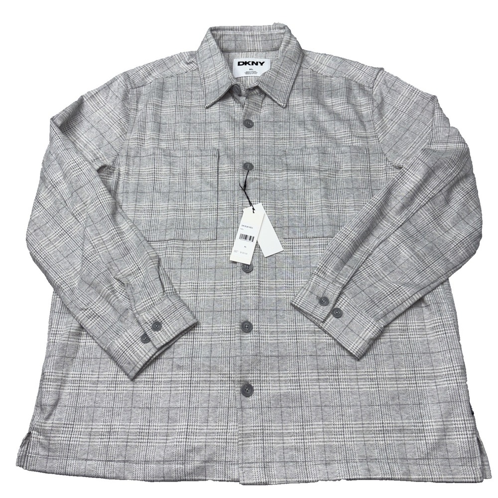 NWT DKNY Men's Jayde Plaid Jacket XL Tofu Gray DK35JK1823 MSRP $118.50